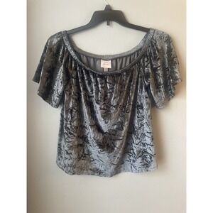 Knox Rose Womens Off The Shoulder Crushed Velvet Top Size Small